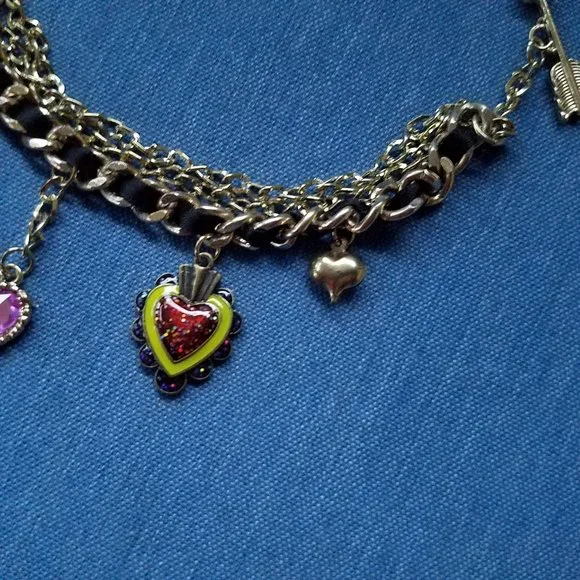🦜❤️Betsey Sacred Heart Toggle Charm Bracelet Parrot Heart Bow Arrow - EPC❤️🦜